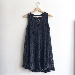 Altar’d State Dress Lace Velvet Navy Sleeveless